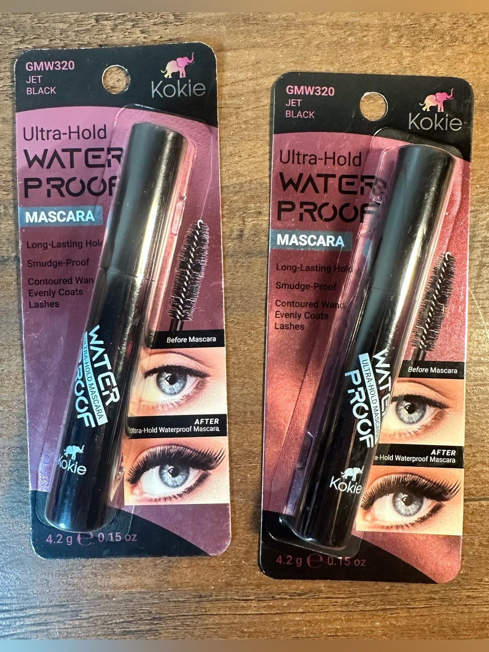KOKIE 2PK ULTRA-HOLD WATERPROOF MASCARA JET BLACK GMW320 SMUDGE PROOF BNIP